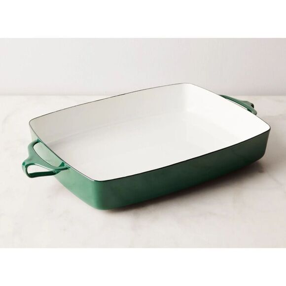 Vintage Dansk Købenstyle Arugula Green Large Baker Ceramic Lined $165 - Picture 1 of 11
